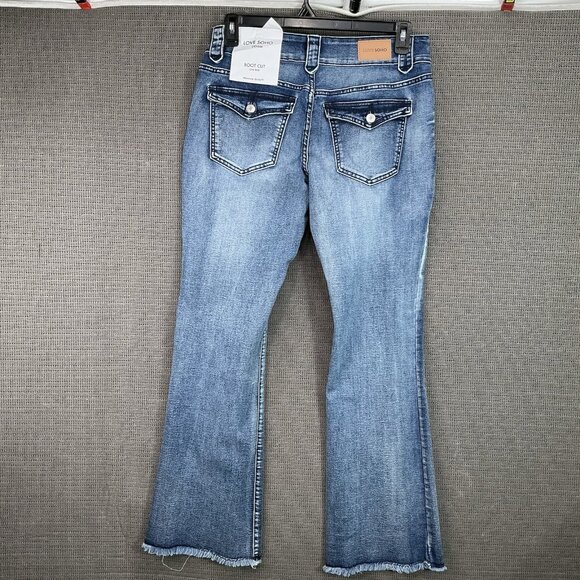 Love Soho Jeans Women’s Size 15 High Rise Flare Blue Denim Stretch - Picture 2 of 14